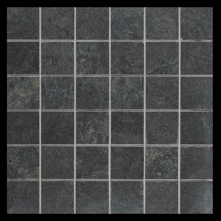 A black tile floor with white lines on it