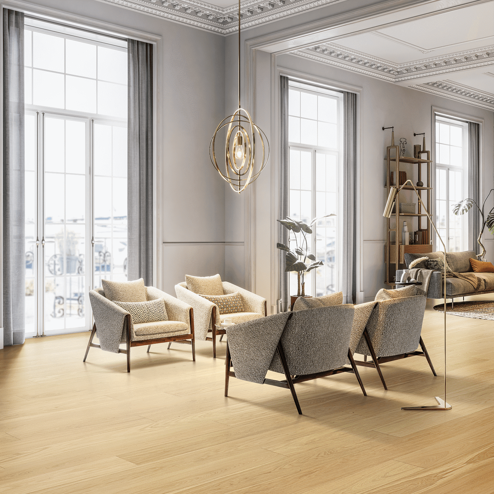 A living room with two chairs and a table