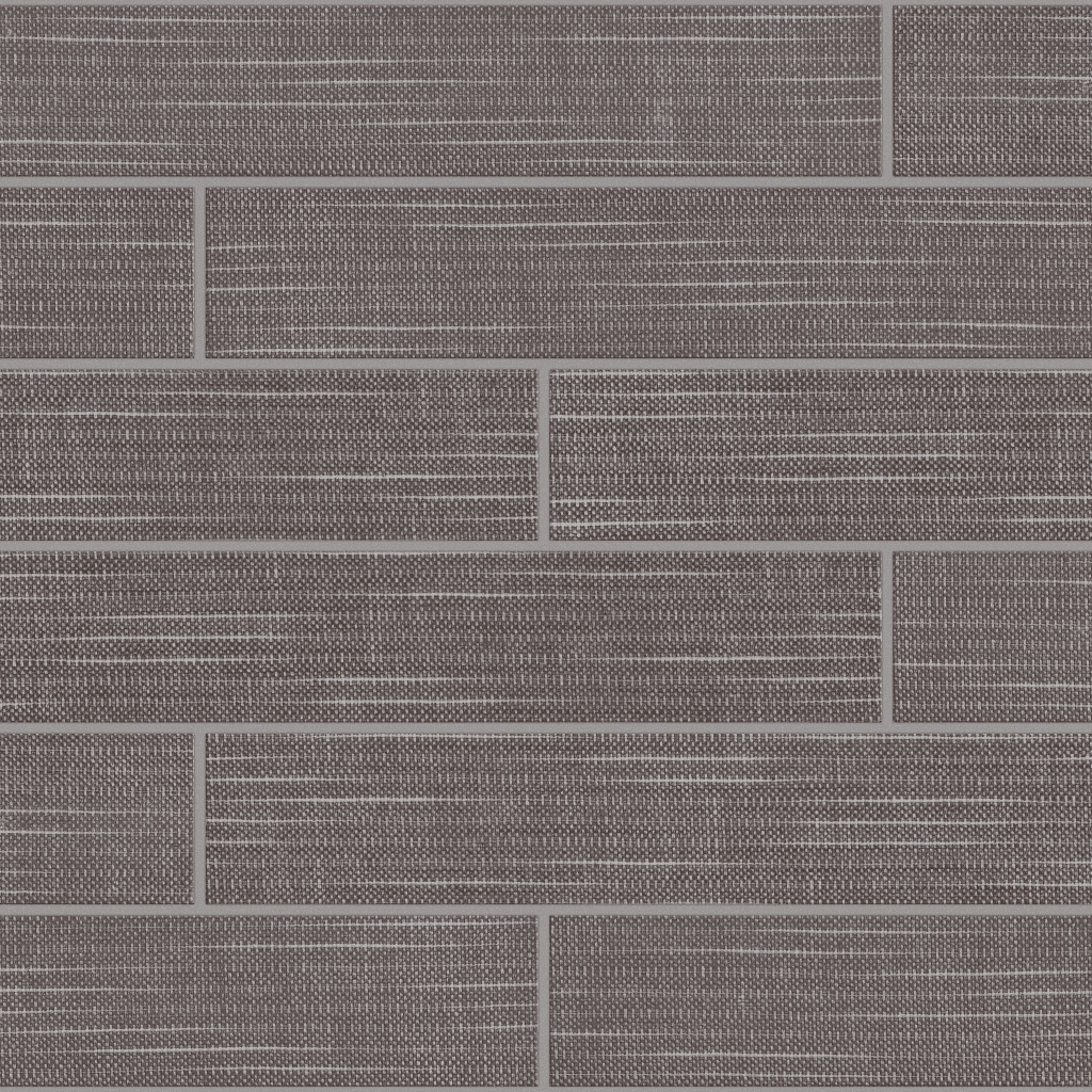 A gray tile wall with some white lines