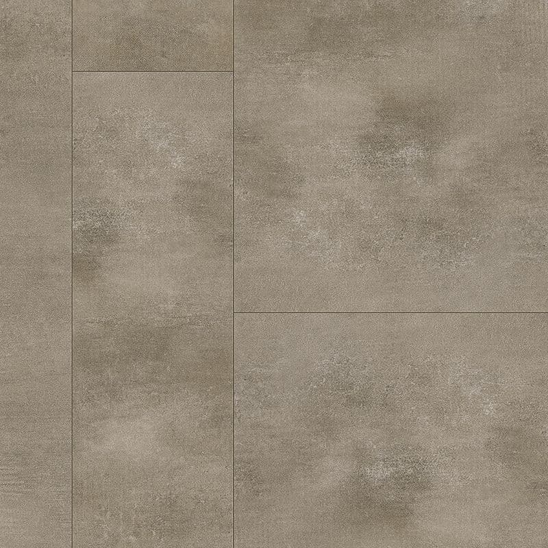 A gray tile floor with some white spots on it