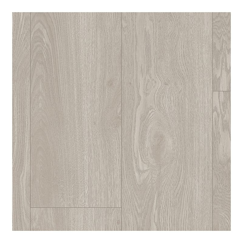 A white wood floor with some gray streaks