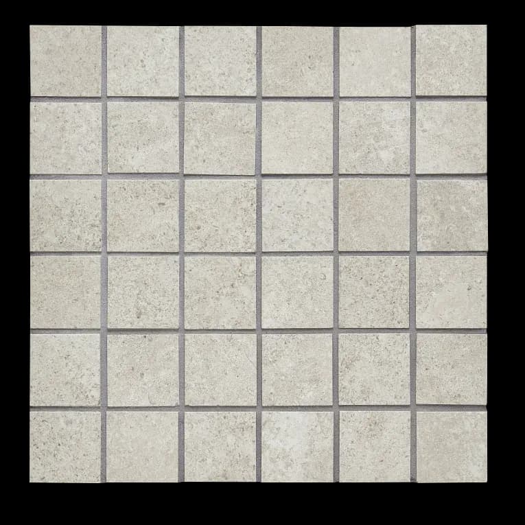 A white tile floor with some black lines