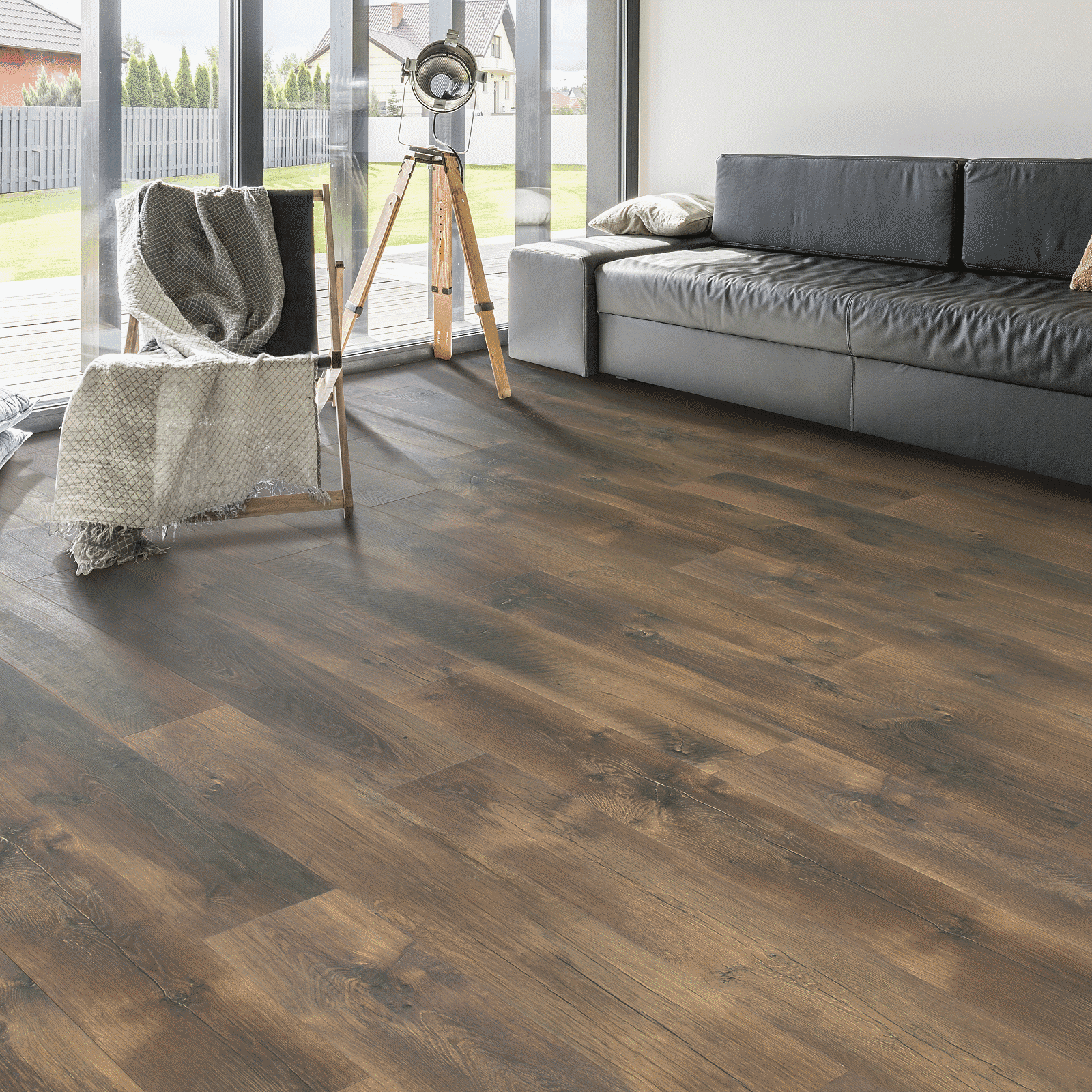 A living room with a couch and chair