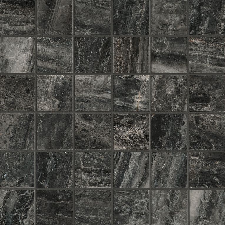 A black and white tile floor with some small squares