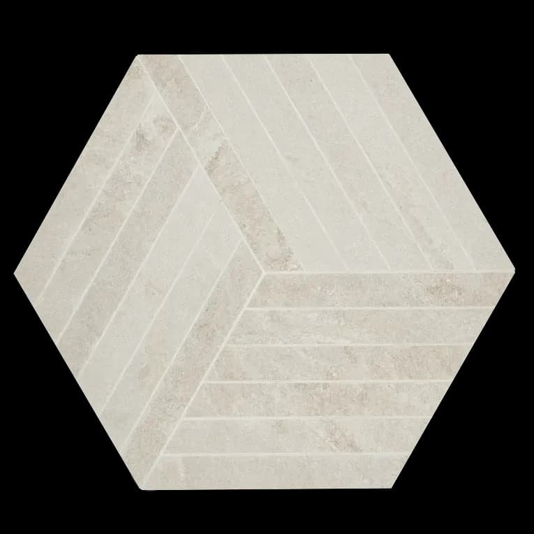 A white tile pattern that looks like an abstract design.