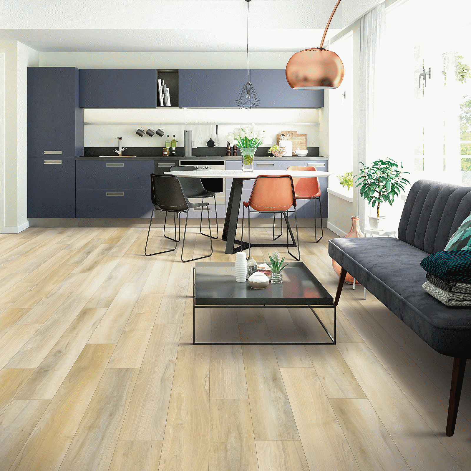 A living room with hard wood floors and furniture.