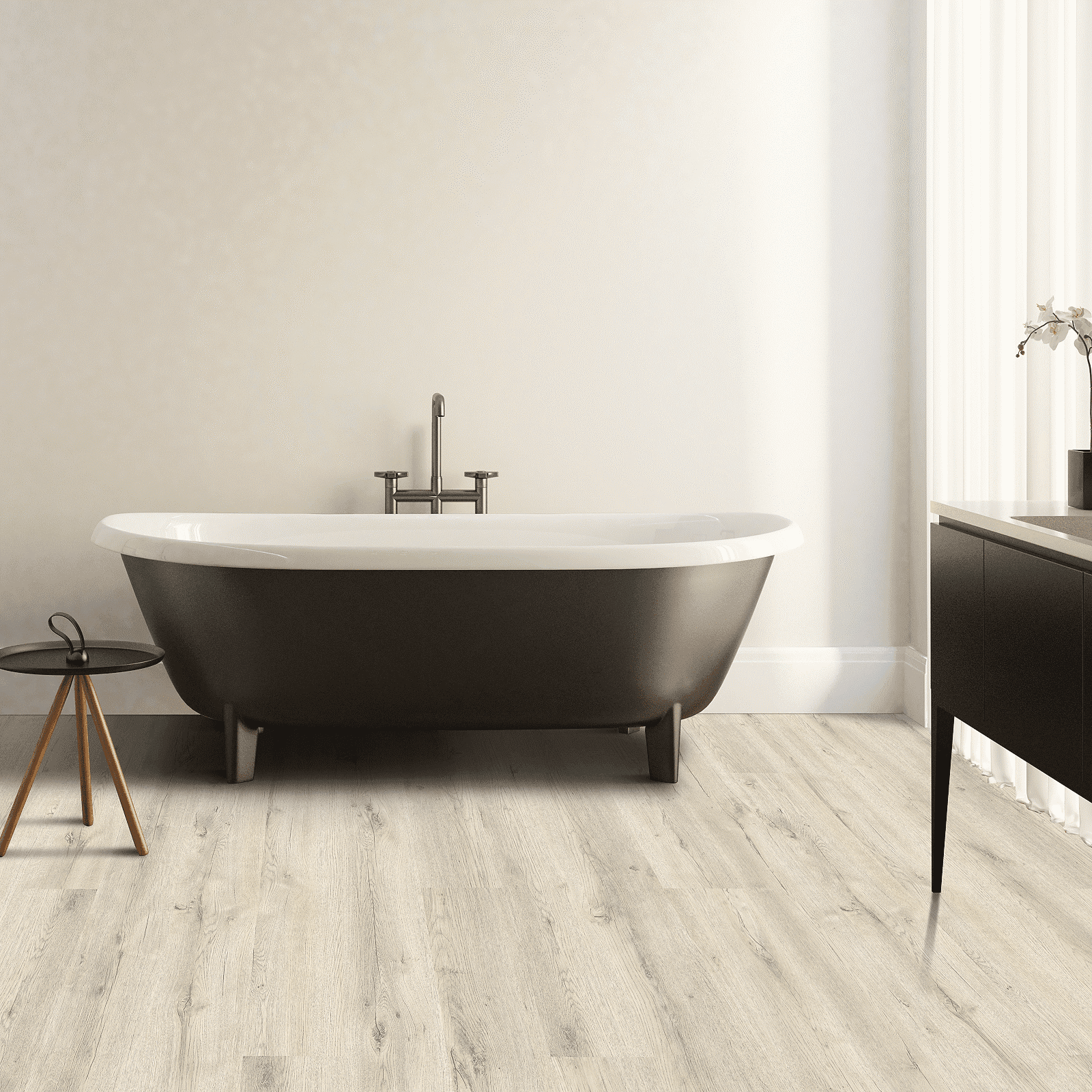 A bathroom with a tub and sink in it