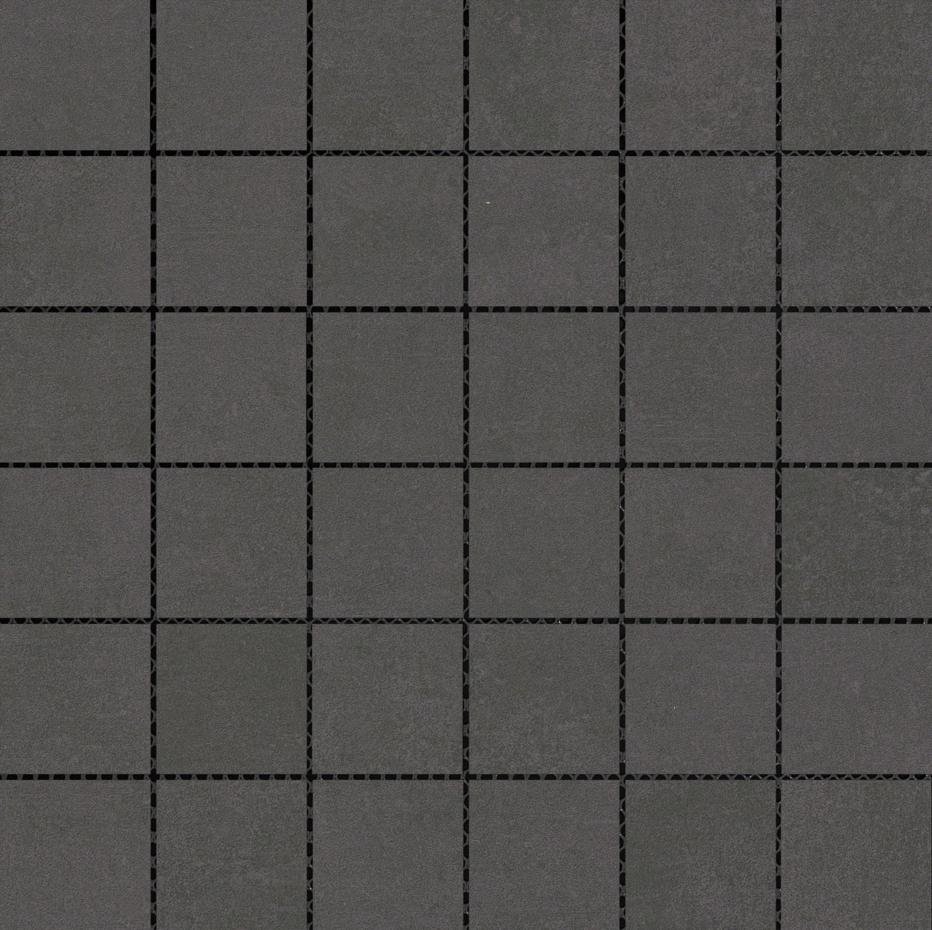 A black tile floor with a gray grout.
