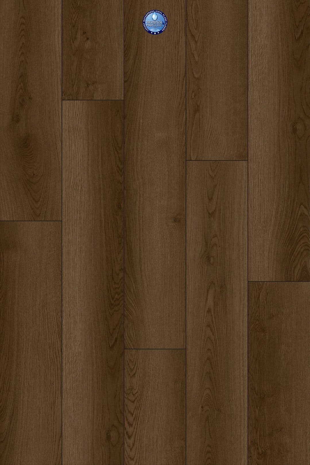 A dark brown wood floor with some type of pattern