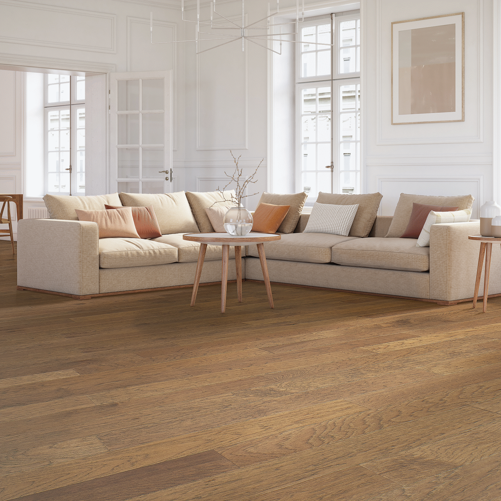 A living room with couches and tables in it