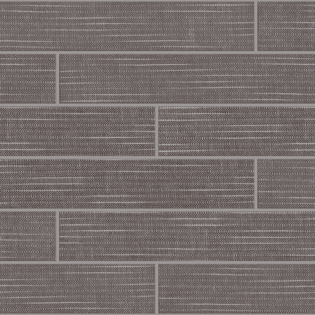 A gray tile wall with some white lines