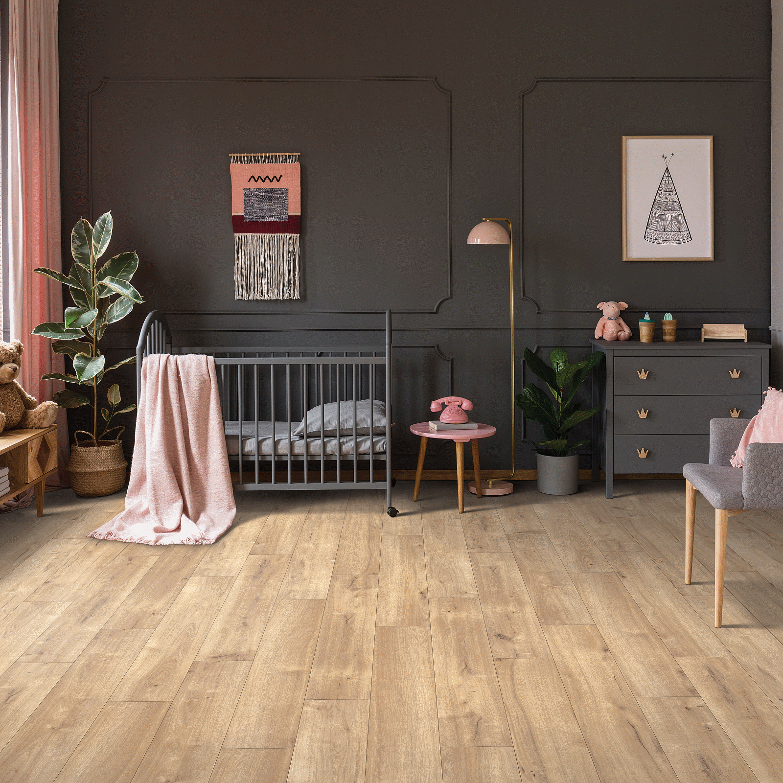 A living room with wooden floors and walls.