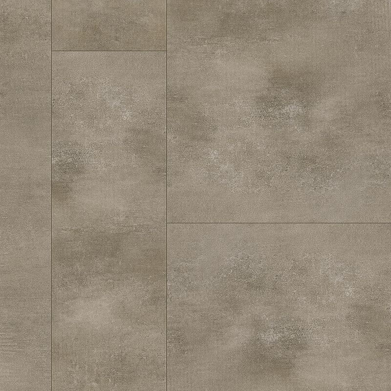 A gray tile floor with some white spots on it