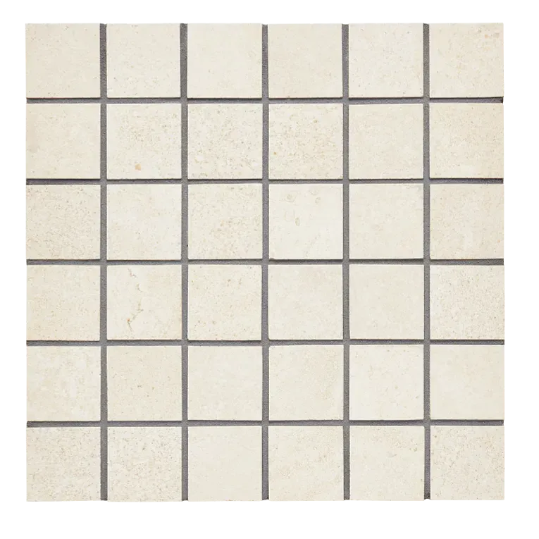 A white tile floor with some black lines