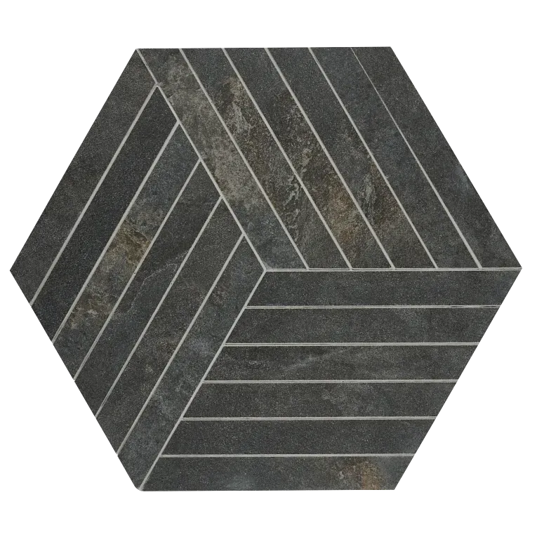 A black tile floor with some lines on it