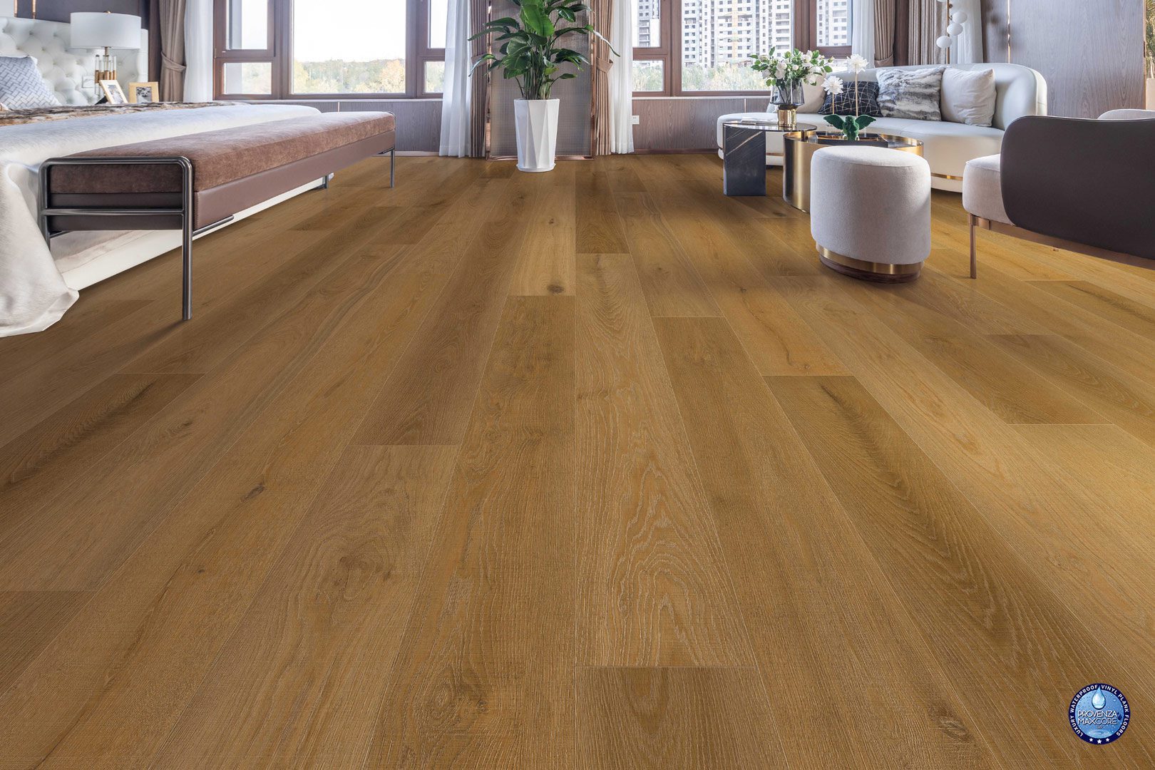 A living room with hard wood floors and furniture.