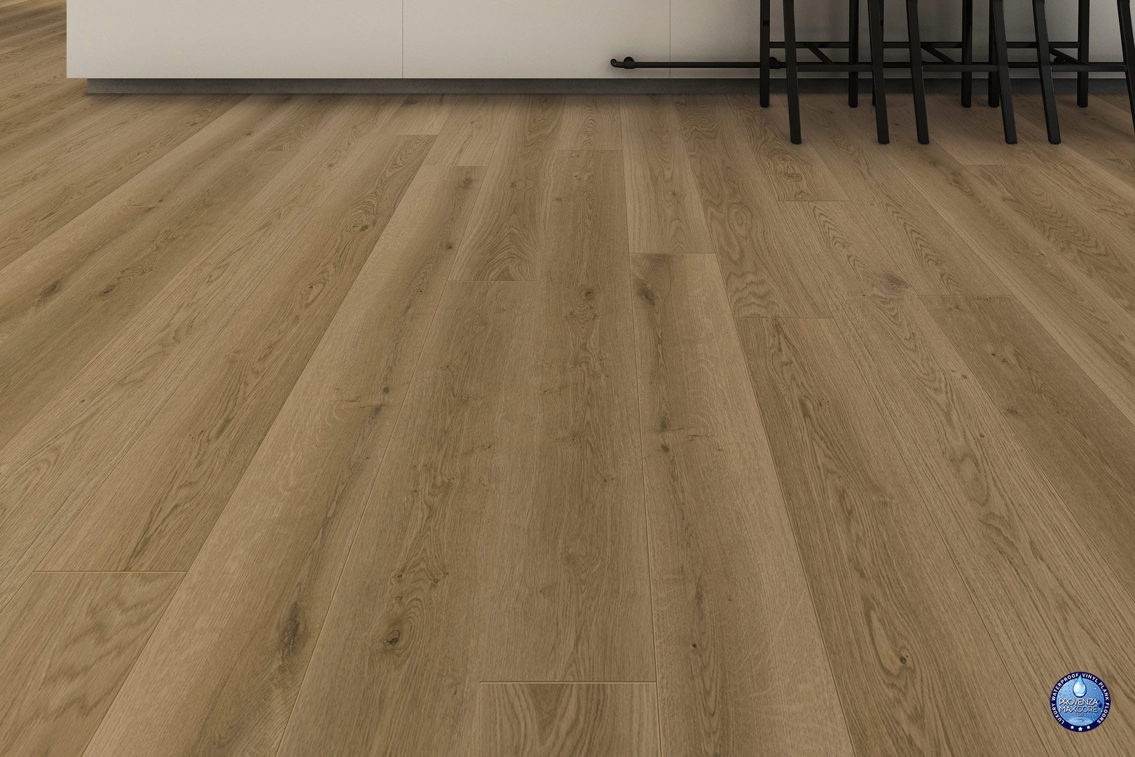 A room with wooden floors and a black chair.