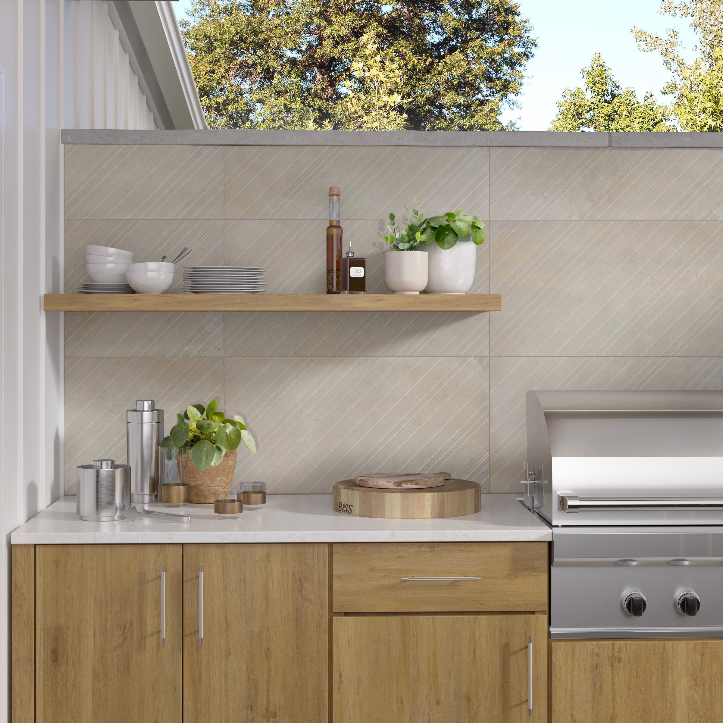 A kitchen with a grill and counter top