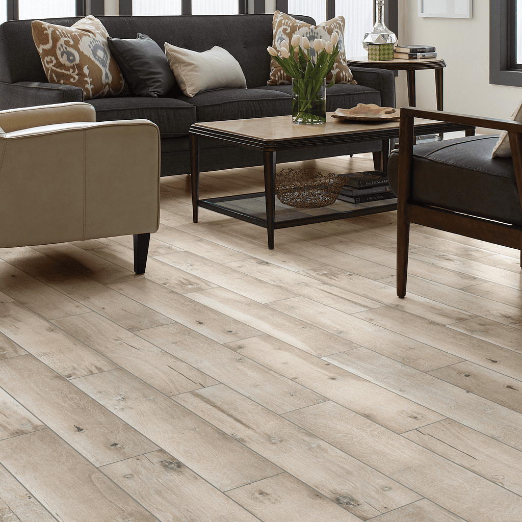 A living room with wooden floors and furniture.