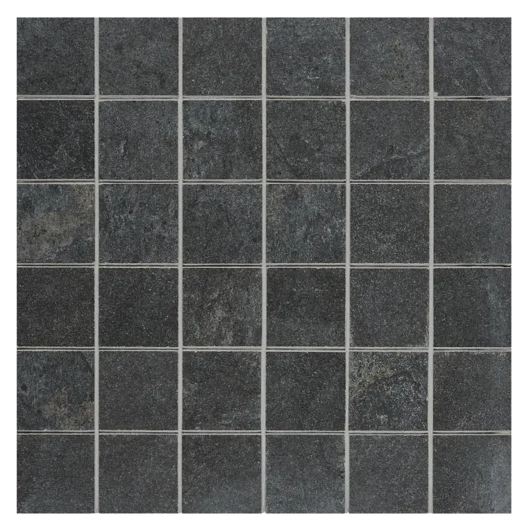 A black tile floor with white lines on it