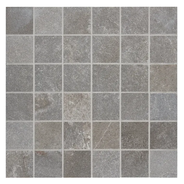 A gray tile floor with some small squares