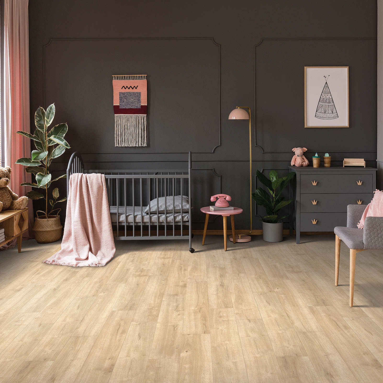 A living room with wooden floors and walls.