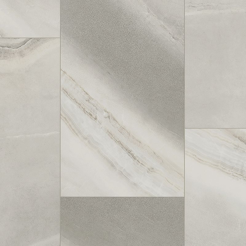 A white tile floor with some grey lines