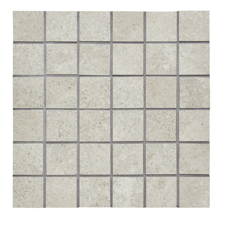 A white tile floor with some black lines