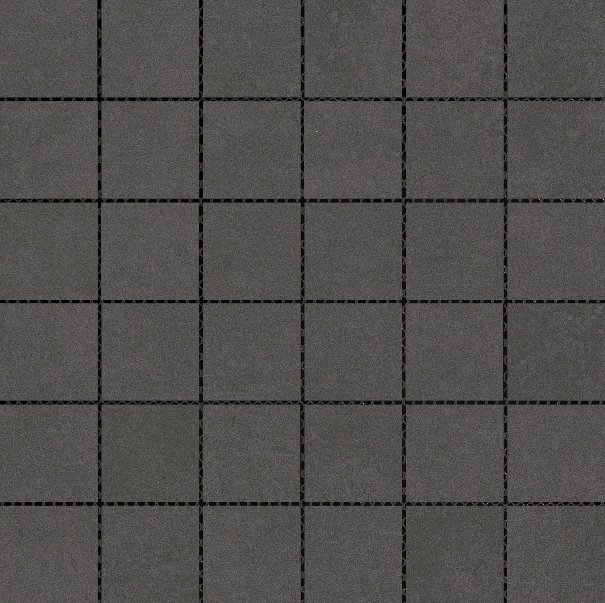 A black tile floor with a gray grout.
