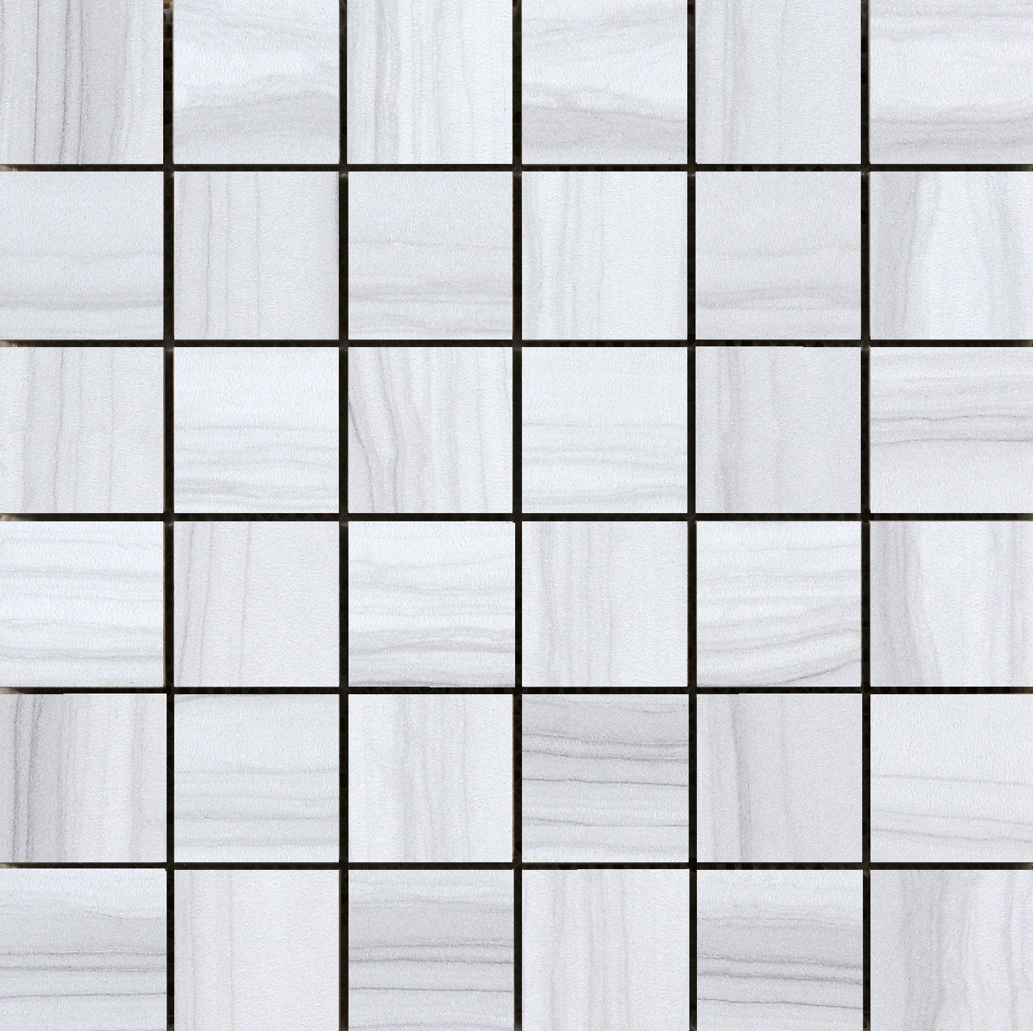 A white tile floor with some black lines