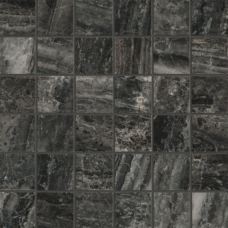A black and white tile floor with some small squares