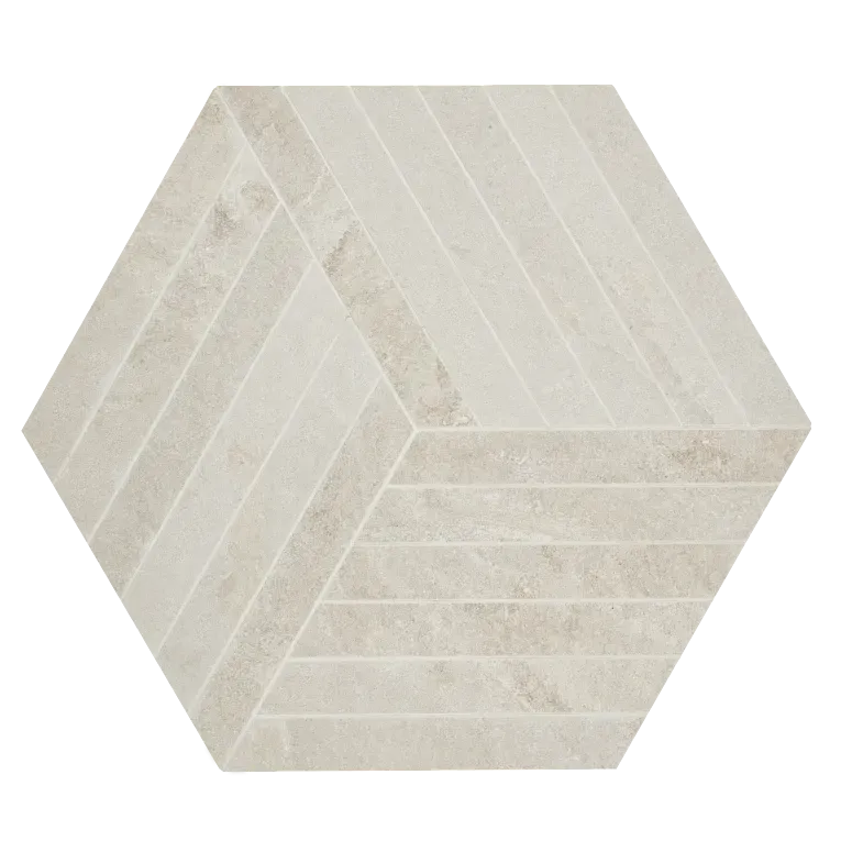 A white tile pattern that looks like an abstract design.