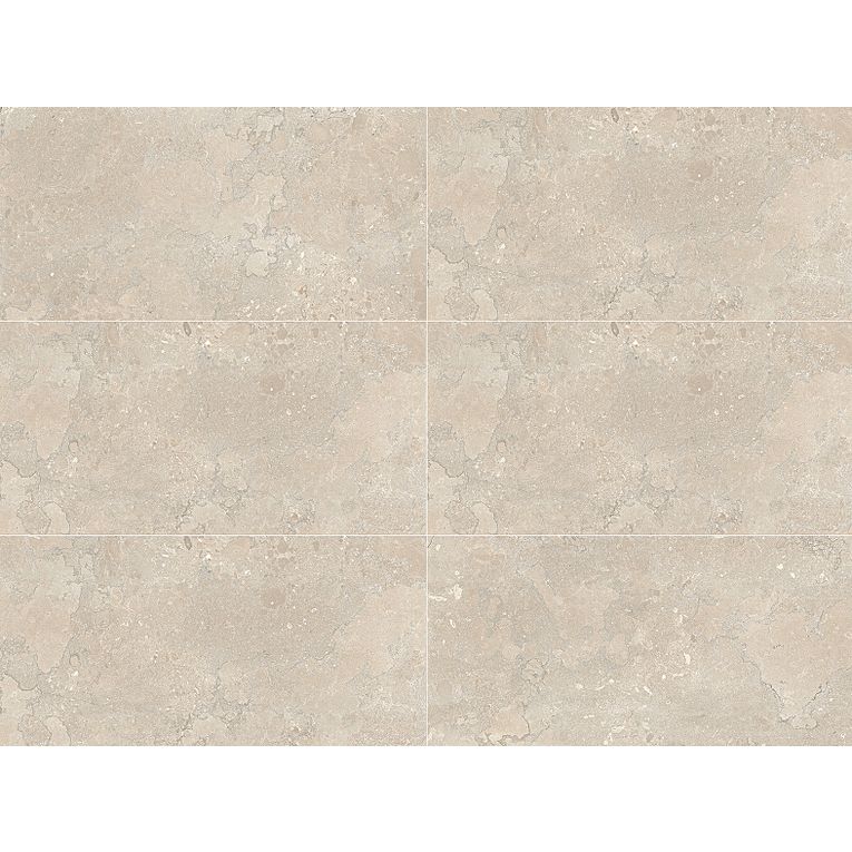 A white tile floor with some brown lines