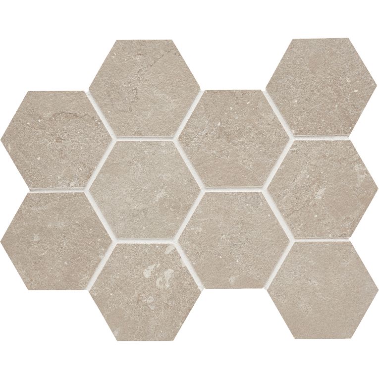 A large hexagonal tile pattern in beige.