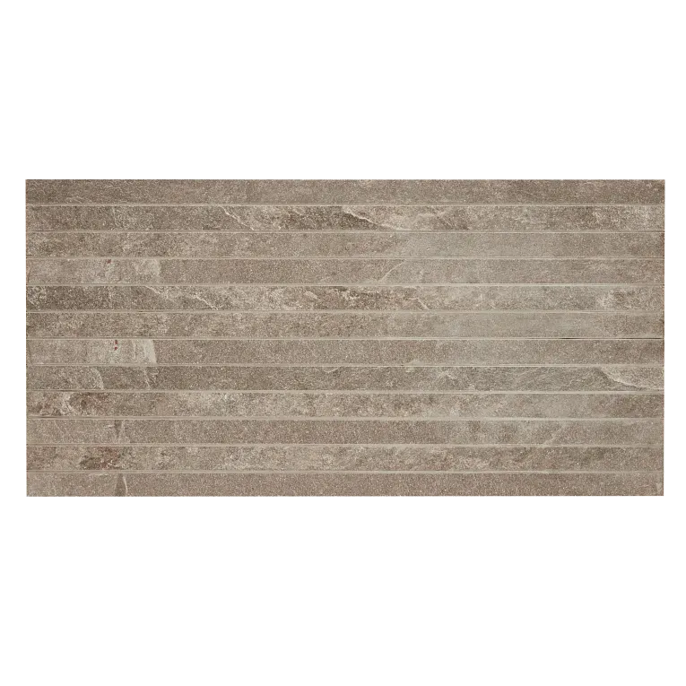 A gray tile wall with some white lines