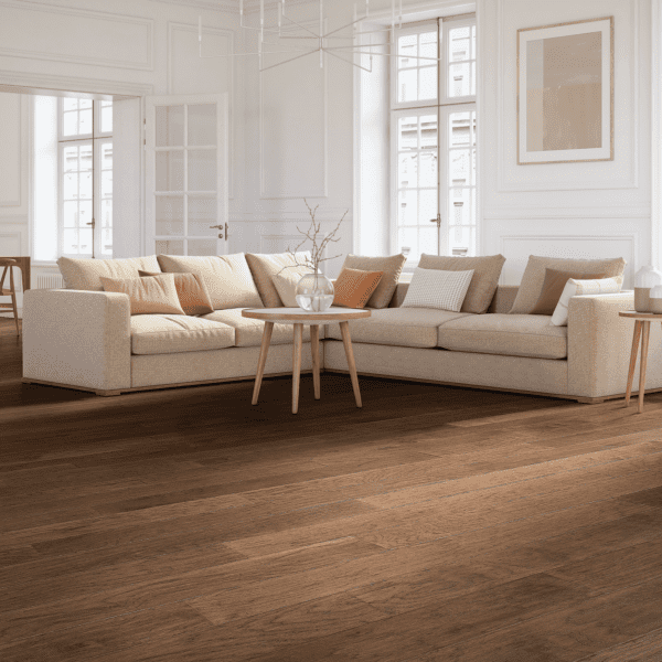 A living room with two couches and a table