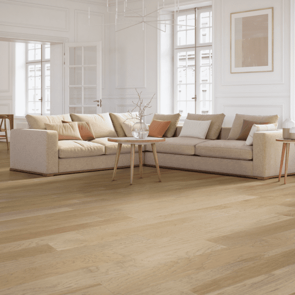 A living room with two couches and a table