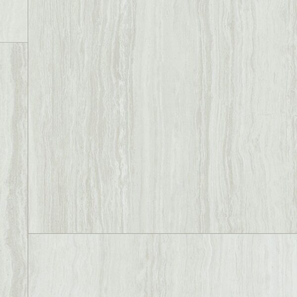 A white tile floor with some type of wood grain.