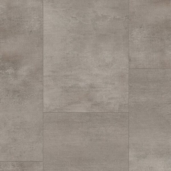 A gray tile floor with some type of pattern