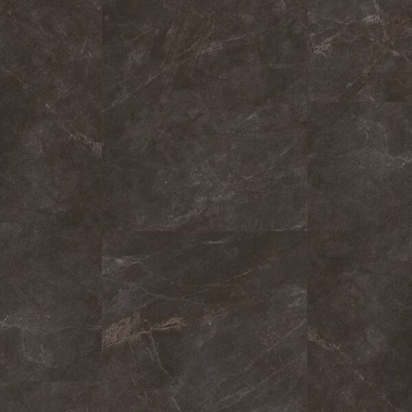 A dark brown tile floor with some black spots