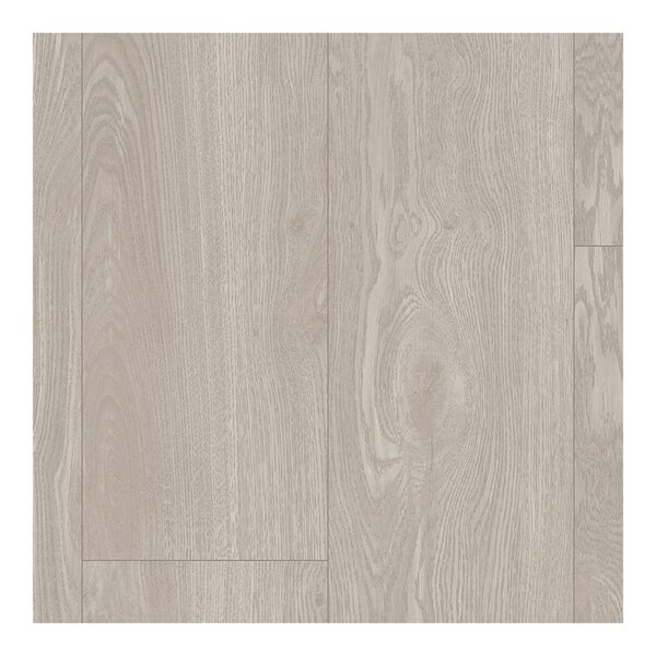 A white wood floor with some gray streaks