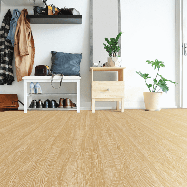 A room with wooden floors and white walls.
