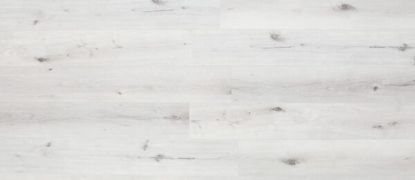 A white wood floor with some gray streaks