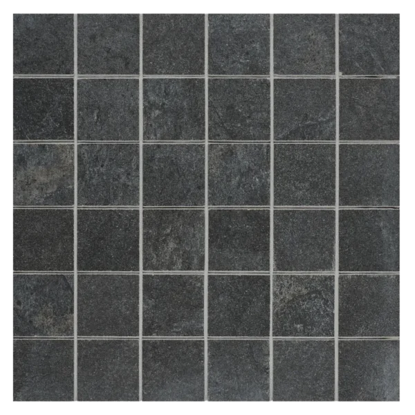 A black tile floor with white lines on it