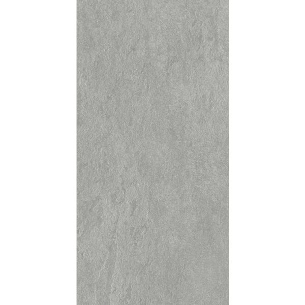 A gray tile floor with no grout.