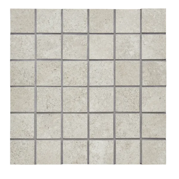 A white tile floor with some black lines
