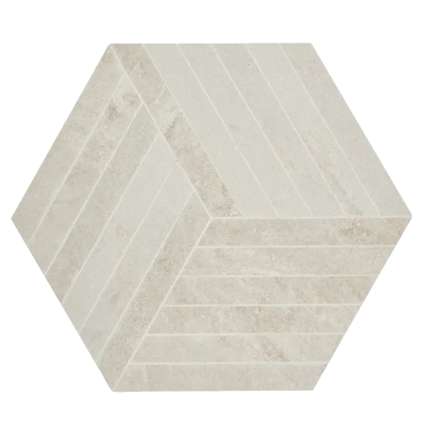 A white tile pattern that looks like an abstract design.