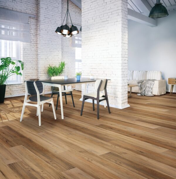 A dining room with chairs and table in it