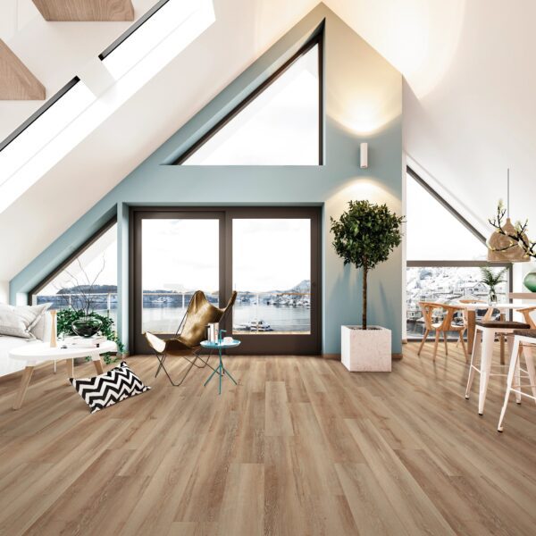 A room with an open door and windows.