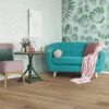 A living room with two chairs and a table